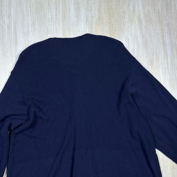 Vintage Jaeger Wool Blend Button Front Navy Classic Cardigan Sweater Large - Picture 9 of 13